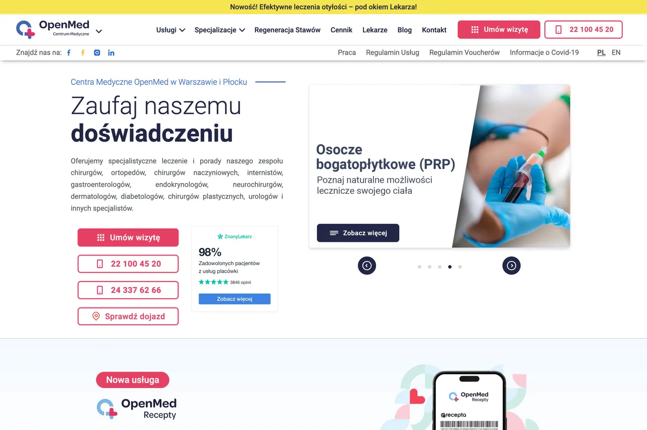 +3782% ruchu organicznego dla Centrów Medycznych OpenMed