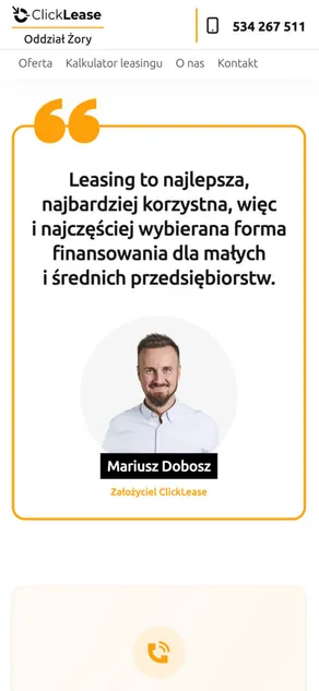 Sekcja budująca zaufanie – cytat założyciela ClickLease.